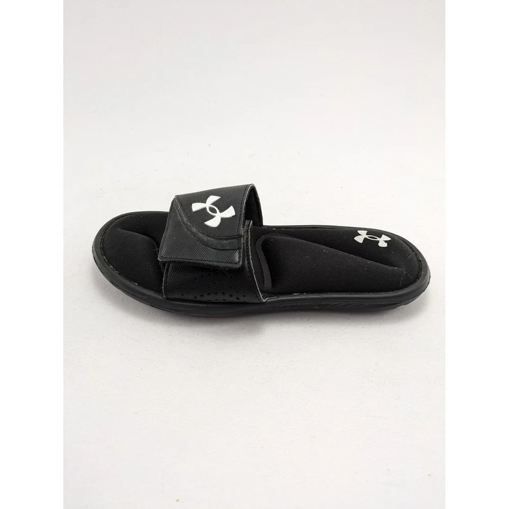 Youth Under Armour UA Ignite VI Slip On Black Slides Sandals 3022728-001 Size 5Y